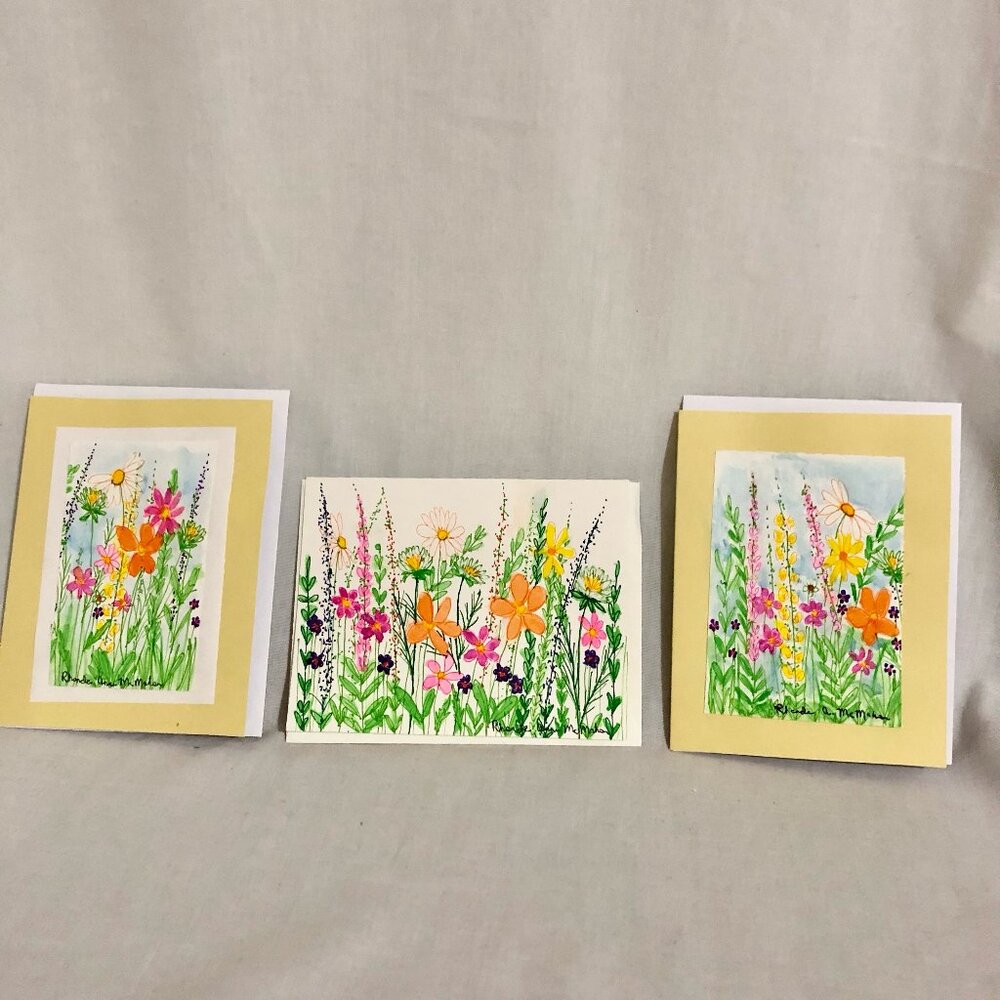 Field of Spring Flower Watercolor Cards